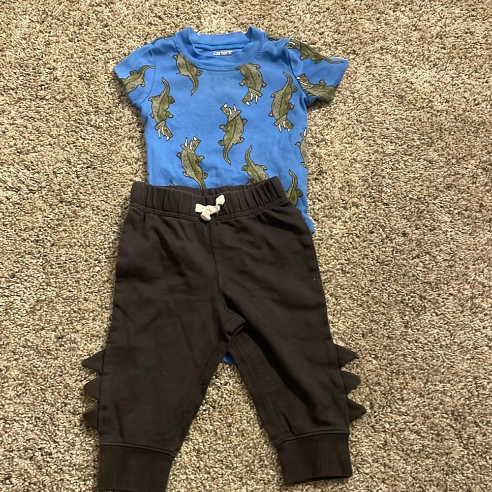 Blue and gray dinosaur outfit